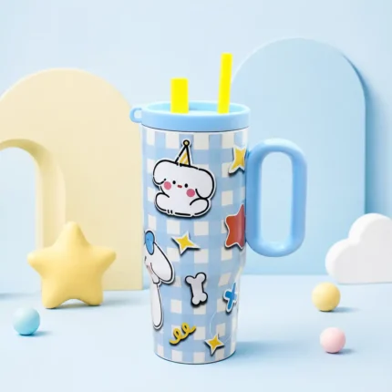 Double Walled Stainless Steel Insulated Tumbler with Straw 750ml
