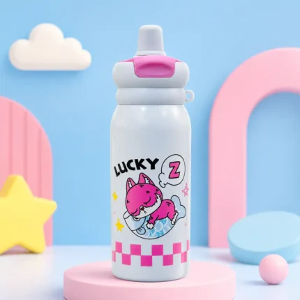 Cute Cartoon Kids Water Bottle with Straw