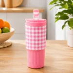 Steel Tumbler with Gingham & Heart Patterns - Image 10