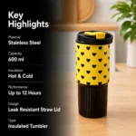 Steel Tumbler with Gingham & Heart Patterns - Image 8