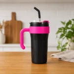 Steel Tumbler with Handle & Straw Lid 860ml - Image 4