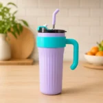 Steel Tumbler with Gingham & Heart Patterns