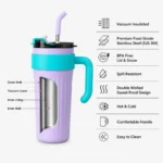 Steel Tumbler with Gingham & Heart Patterns - Image 3