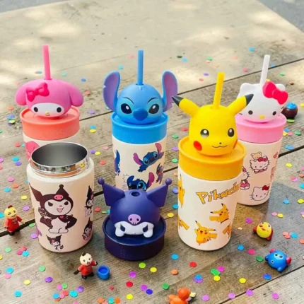 3D Character Steel Tumbler with Straw